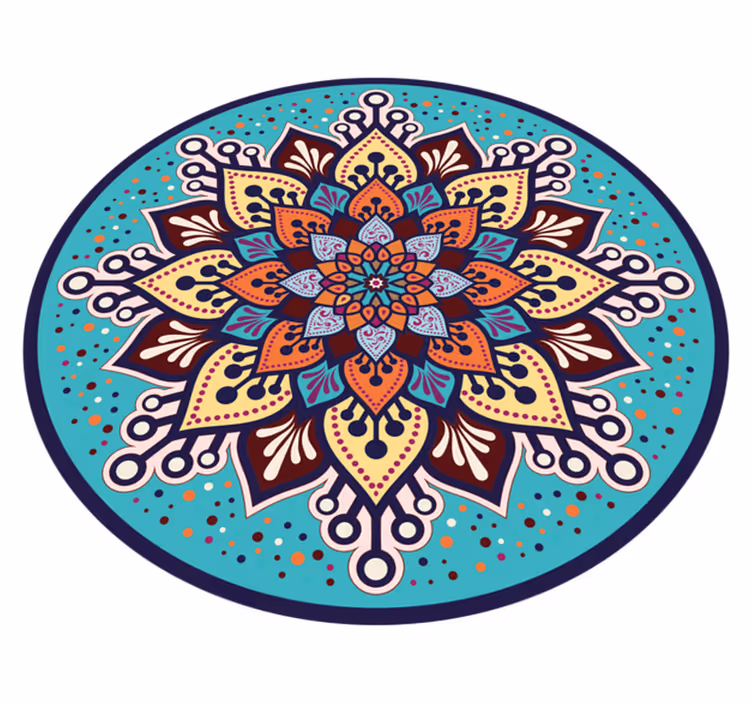 Kék és narancssárga nap mandala vinyl szőnyeget alkot - TenStickers