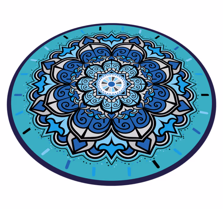 Kék tónusok virágos mandala vinil szőnyeg - TenStickers