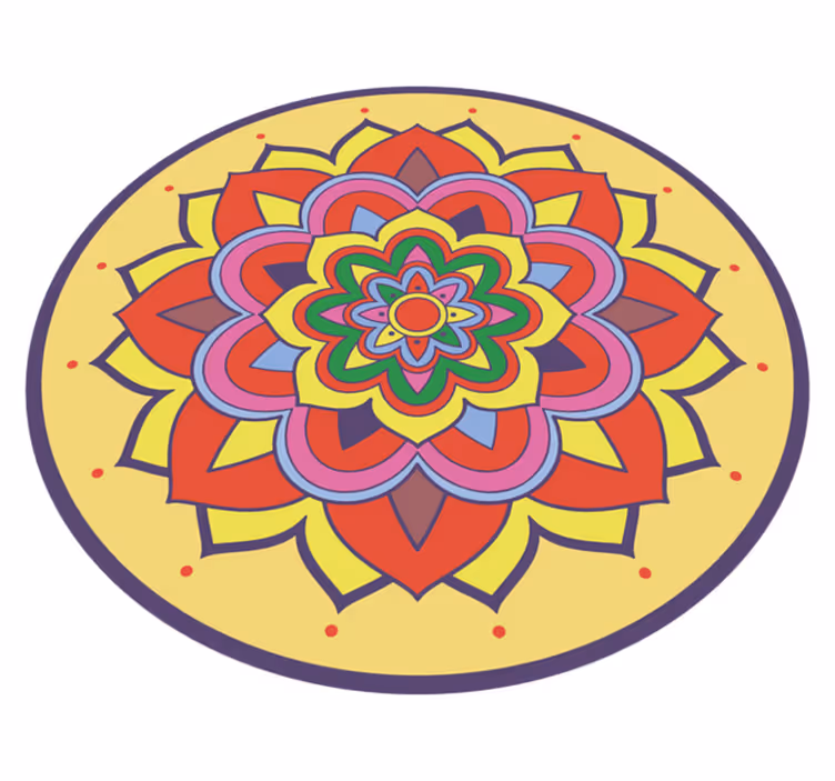Színes nagy virág vinil szőnyeg mandala - TenStickers