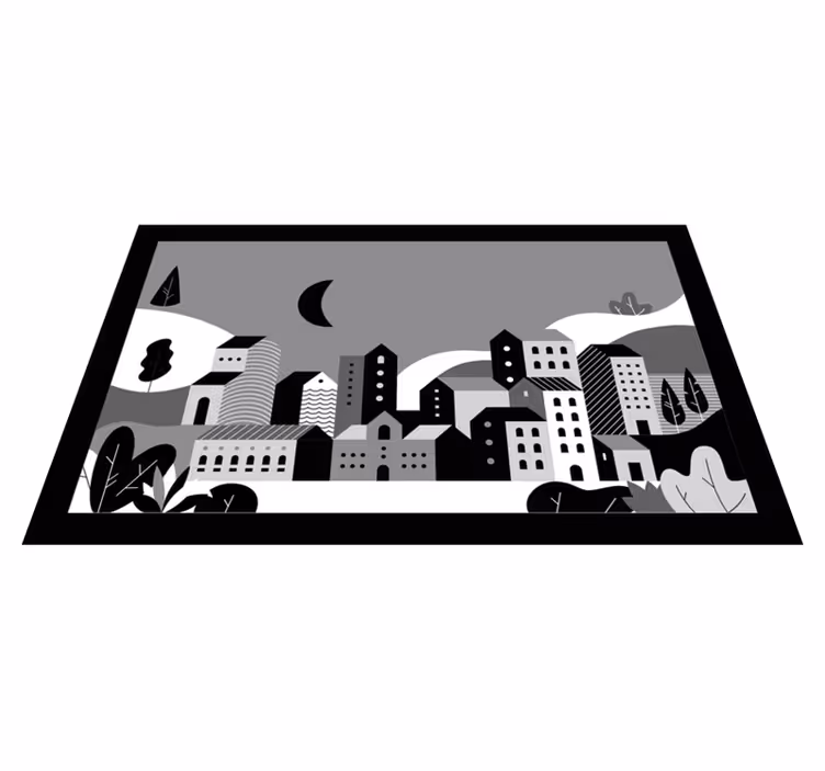 Városkép fekete-fehér vinil szőnyeg modern - TenStickers