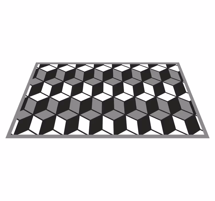 Fekete fehér és szürke geometriai formájú szőnyeg - TenStickers