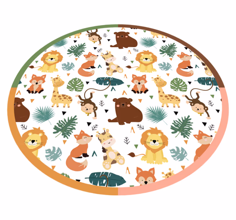 Aranyos vadállatok levelekkel állati szőnyeg - TenStickers