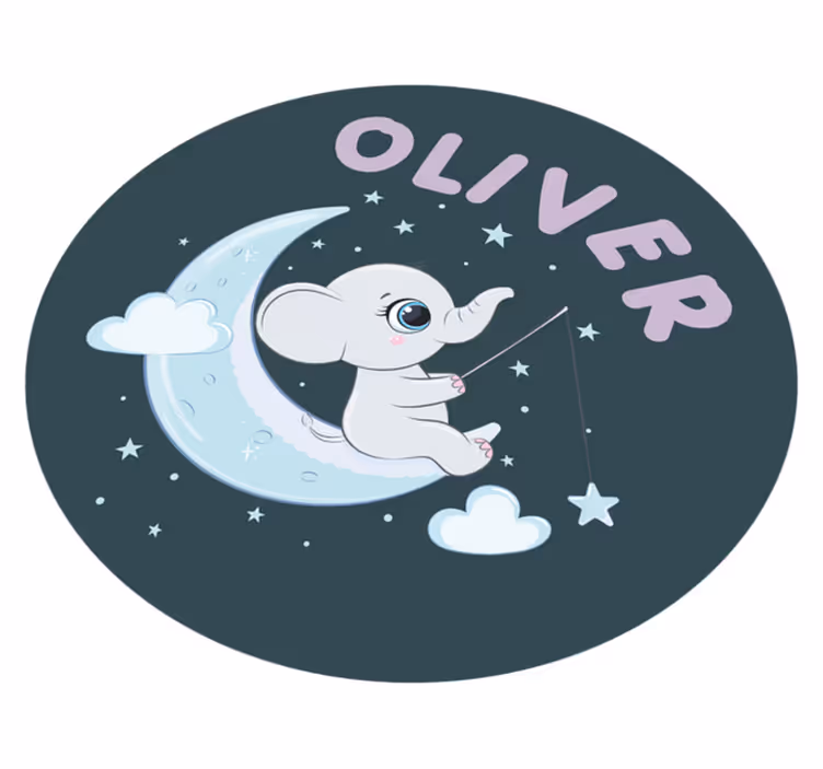 Elefánt a holdon névvel vinil szőnyeg óvodák - TenStickers
