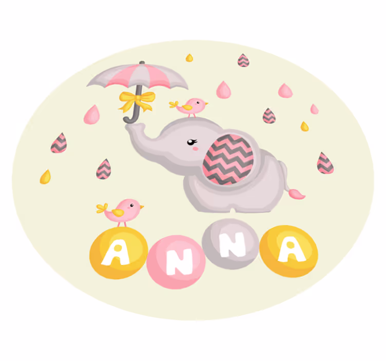 Aranyos elefánt design Vinil szőnyeg nevekkel - TenStickers