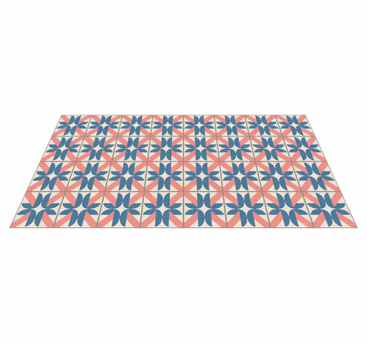 Rózsaszín kék geometrikus minta vinil szőnyeg csempe hatás - TenStickers