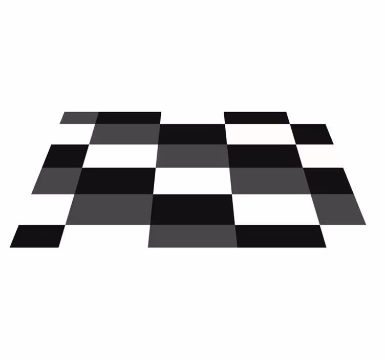 Fekete-fehér ellenőrző vinil szőnyeg geometriai - TenStickers