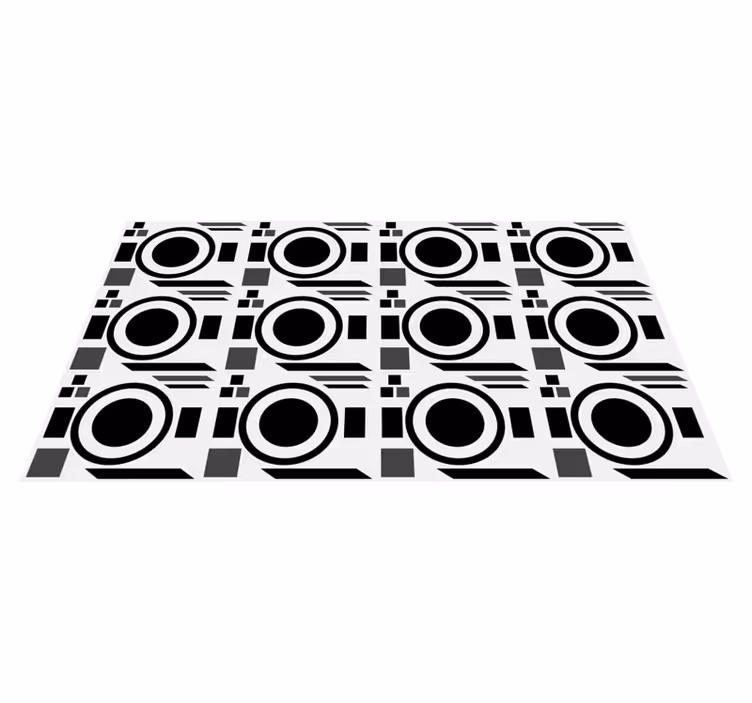 éles fekete körök vinil szőnyeg geometriai - TenStickers