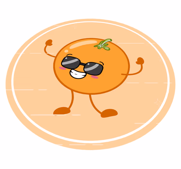 Vidám narancssárga karakter Vinil szőnyeg kör alakú - TenStickers