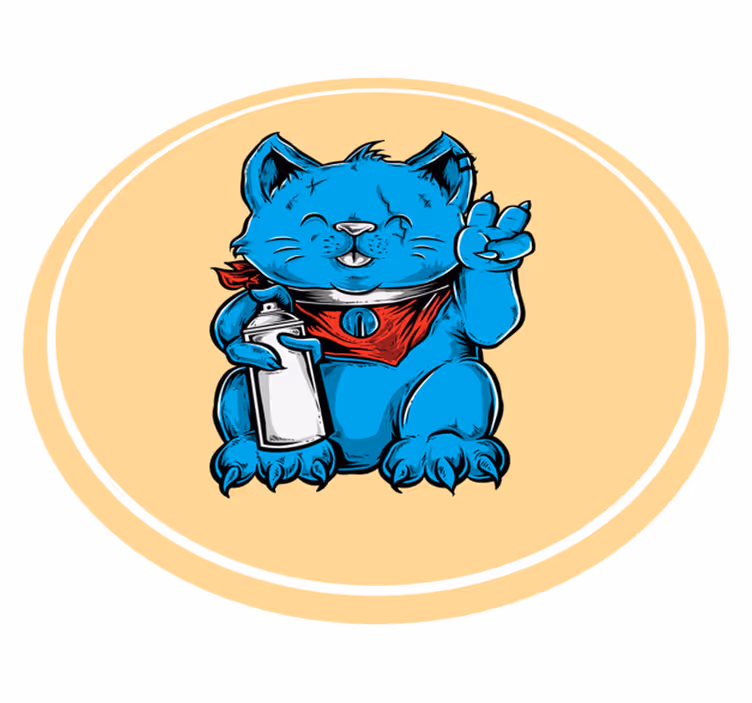 Kék macska cumisüveggel vinil szőnyeg állat - TenStickers