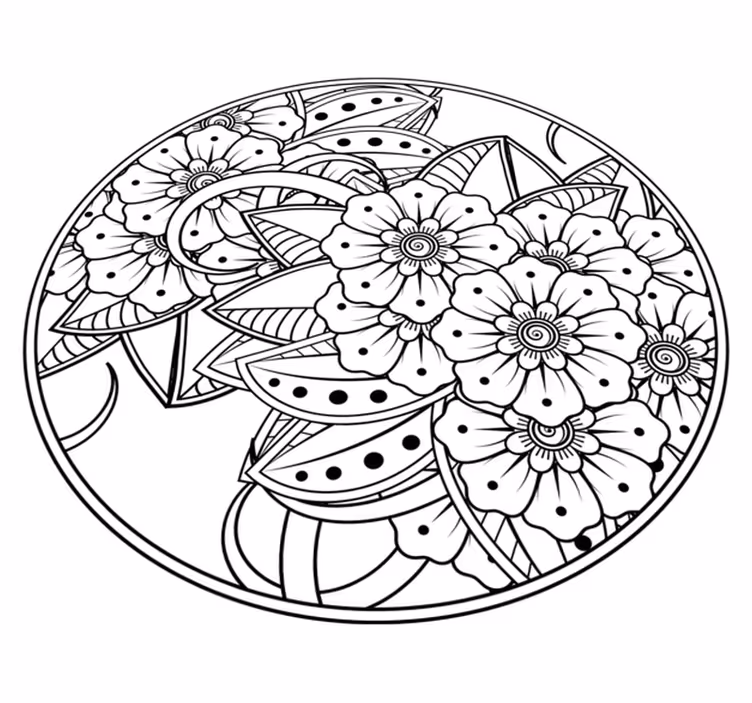 Lótuszvirág egyszerű mandala vinil szőnyeg - TenStickers