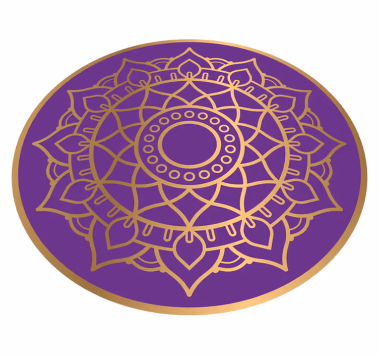 Arany és lila virágú mandala vinil szőnyeg - TenStickers