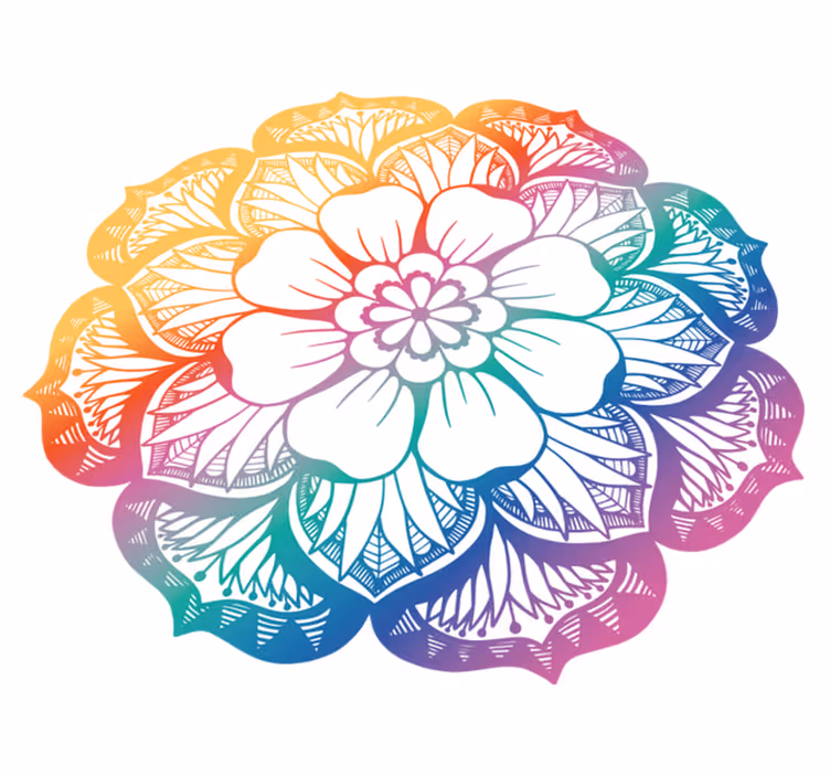 Szivárvány színek élet virága mandala vinil szőnyeg - TenStickers