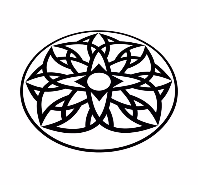 Egyszerű virág körvonalú mandala vinil szőnyeg - TenStickers