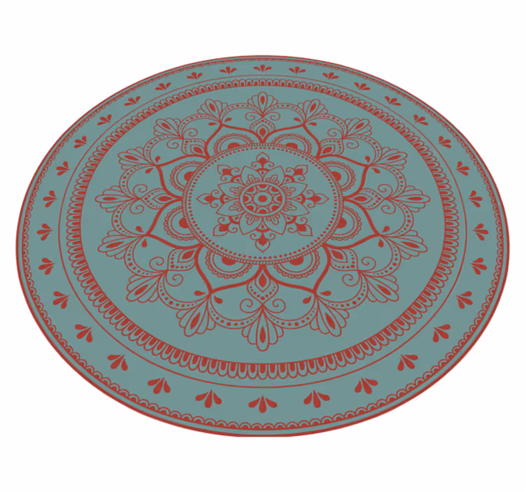 Piros kék részletes kör alakú mandala vinil szőnyeg - TenStickers