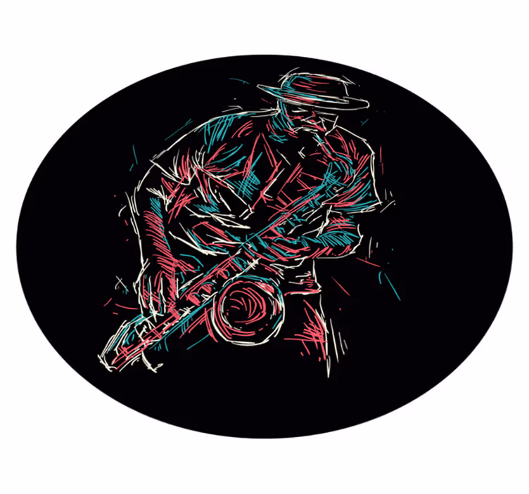 Dzsesszzenész előadás Vinil szőnyeg kör alakú - TenStickers