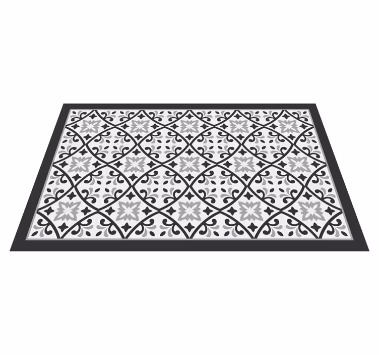 Fehér és szürke klasszikus geometriai csempe szőnyeg - TenStickers