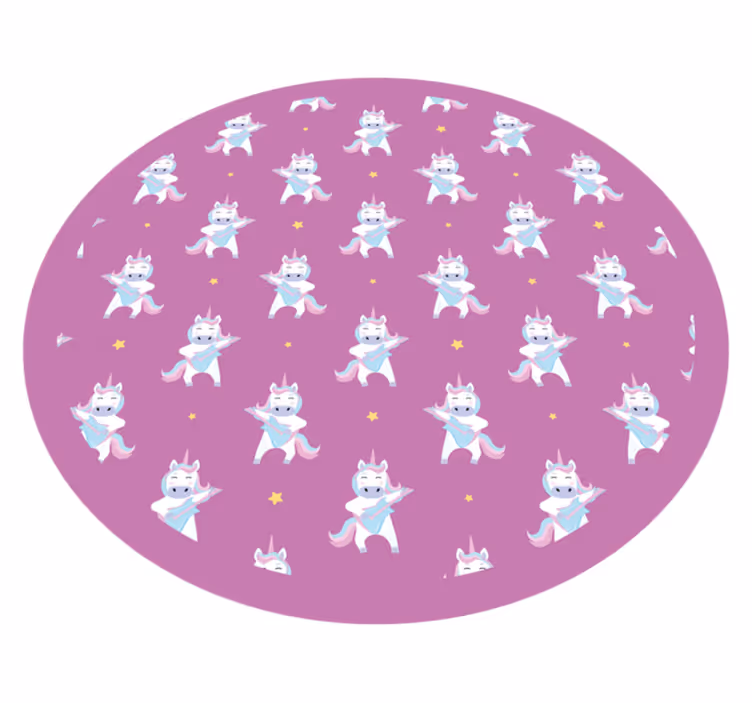 Egyszarvú gitározó körkörös szőnyeg - TenStickers