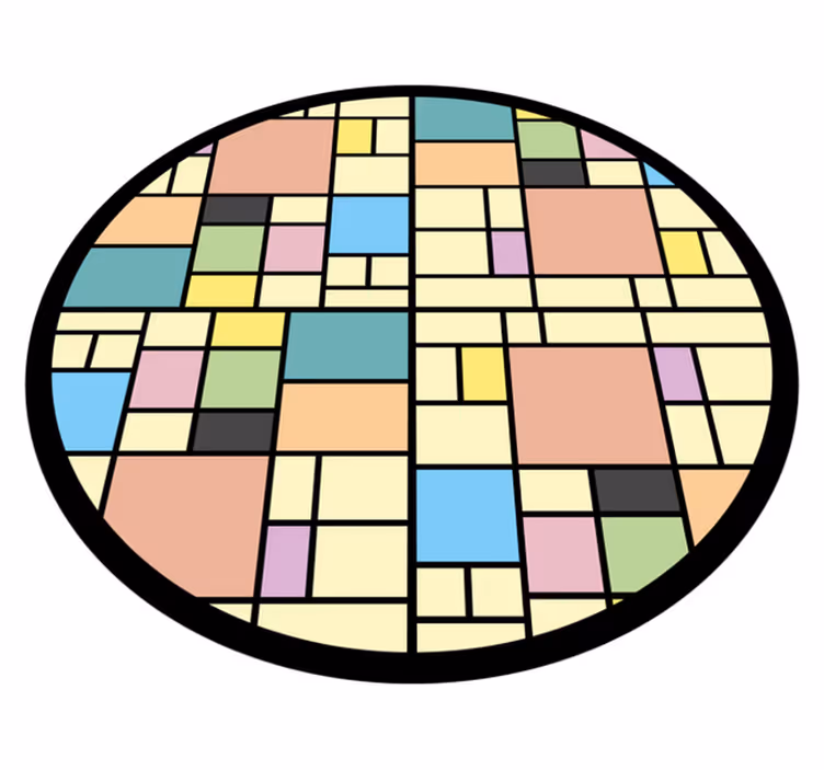 Patchwork színes blokkok kör alakú szőnyeg - TenStickers