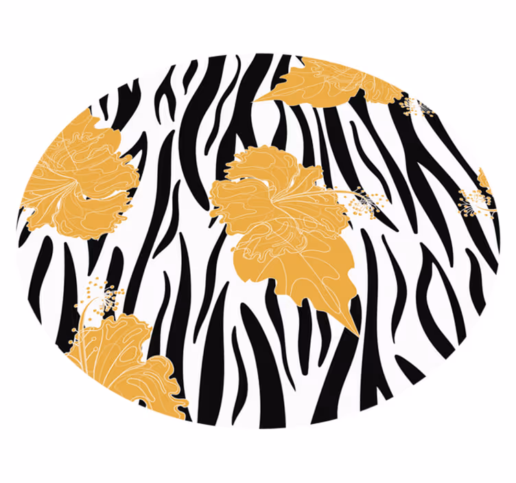 Virágos zebra motívum vinil szőnyeg állatnyomat - TenStickers
