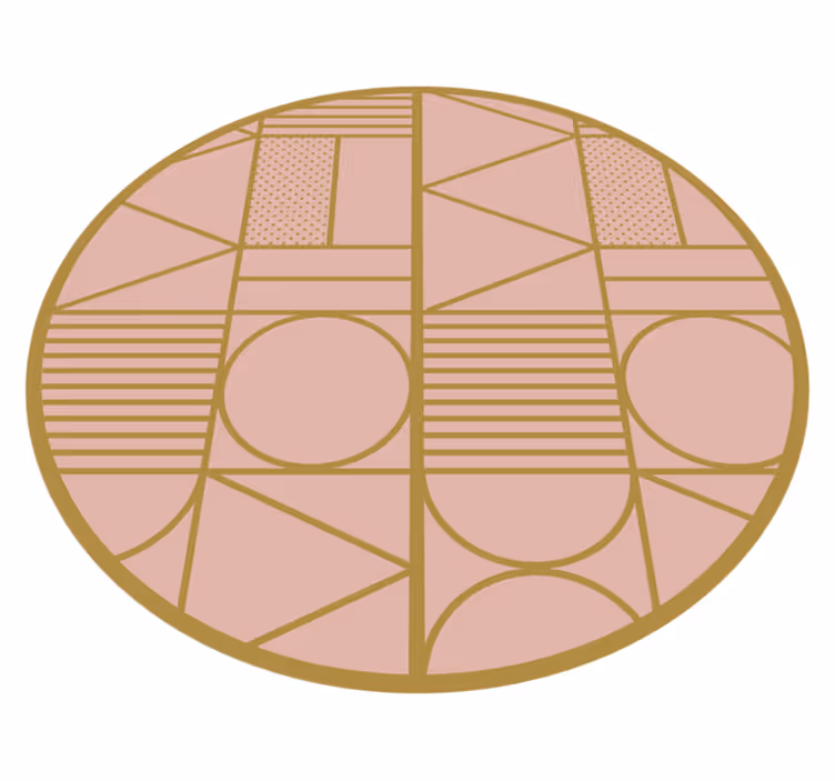 Arany és rózsaszín geometriai formák körkörös szőnyeg - TenStickers