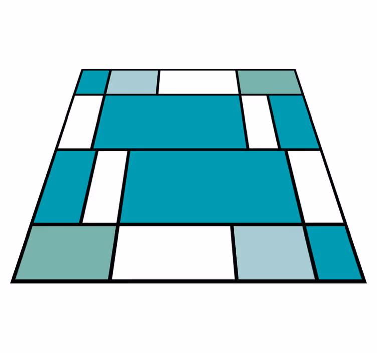 Kék mondrián csempék vinil szőnyeg geometriai - TenStickers