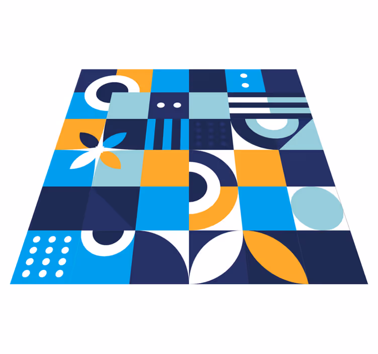 Geometrikus színes formák vinil szőnyeg csempe hatás - TenStickers