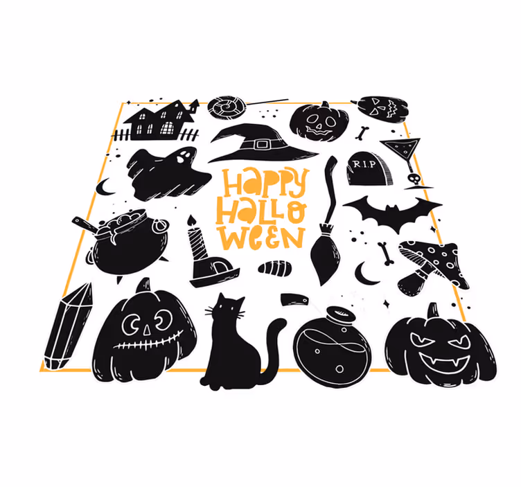 Boldog halloween fekete firka kör alakú szőnyeg - TenStickers