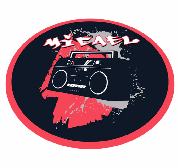 Retro boombox témájú vinil szőnyeg nevekkel - TenStickers