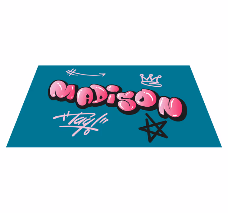 Rózsaszín graffiti névvel vinil szőnyeg tinik - TenStickers