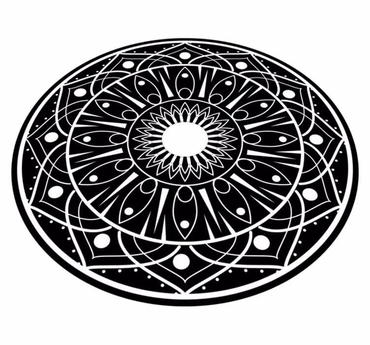 Fekete -fehér vonalak minta mandala vinil szőnyeg - TenStickers