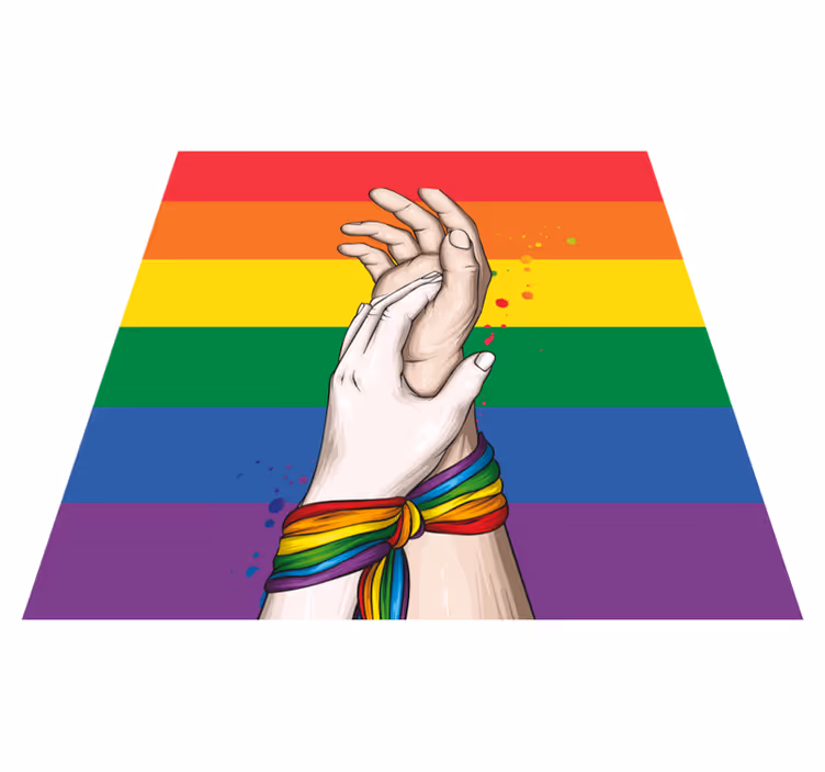 Egység kezek szivárvány vinil szőnyeg események - TenStickers