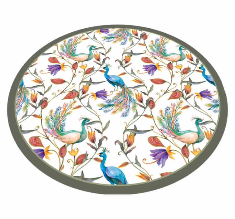 Elbűvölő páva virágok vinil szőnyeg virágok és növények - TenStickers
