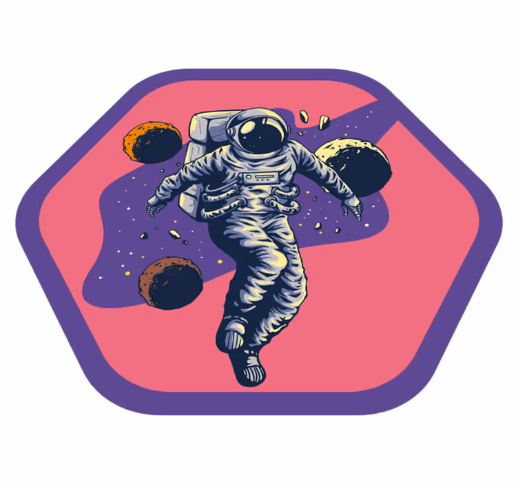 Kézzel rajzolt űrhajós repülő stílusú hálószobai szőnyeg - TenStickers