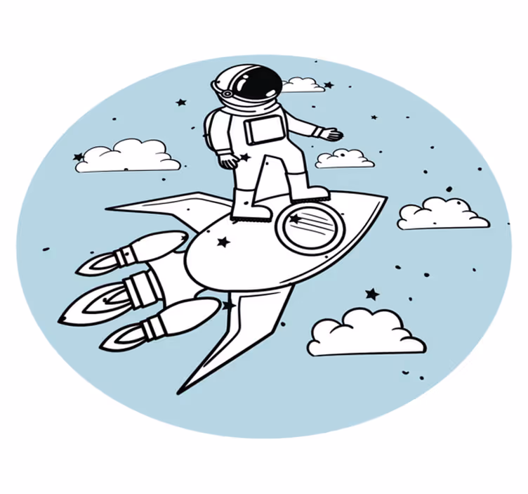 Rakéta űrhajós és csillagok hálószoba szőnyeg - TenStickers