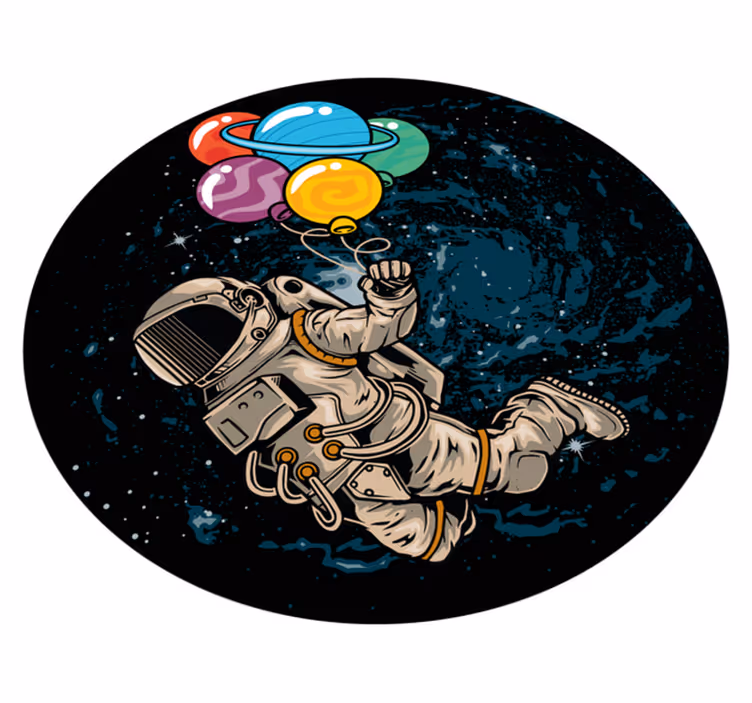 űrhajós lebeg a térben léggömb szőnyeggel - TenStickers