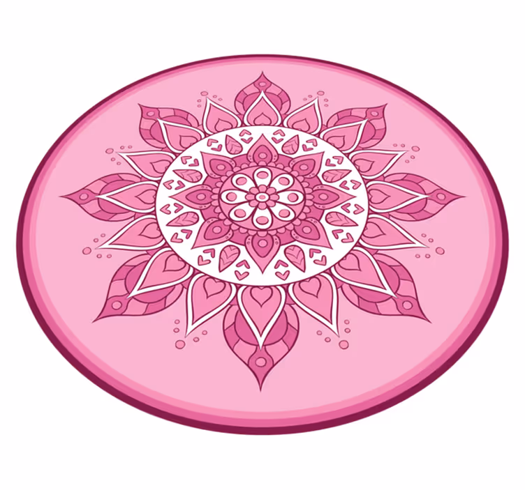Rózsaszín virágos meditáció vinil szőnyeg mandala - TenStickers