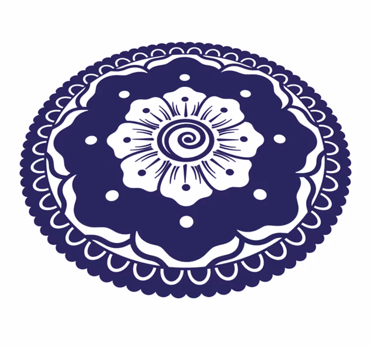 Sötétkék virágkötészet vinil szőnyeg mandala - TenStickers