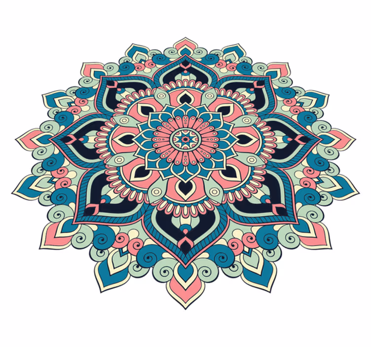 Színes virágos elem vinil szőnyeg mandala - TenStickers