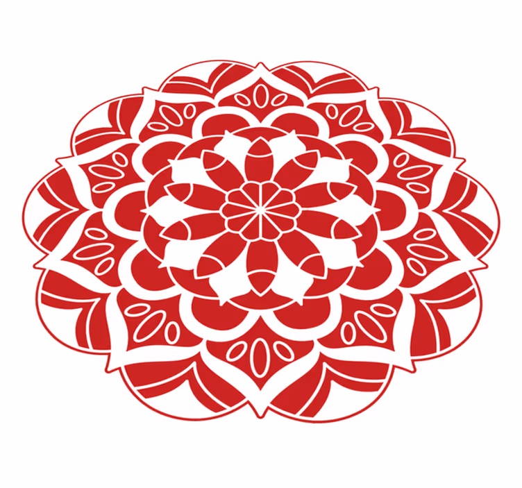 Piros virágos mandala mintás mandala vinil szőnyeg - TenStickers
