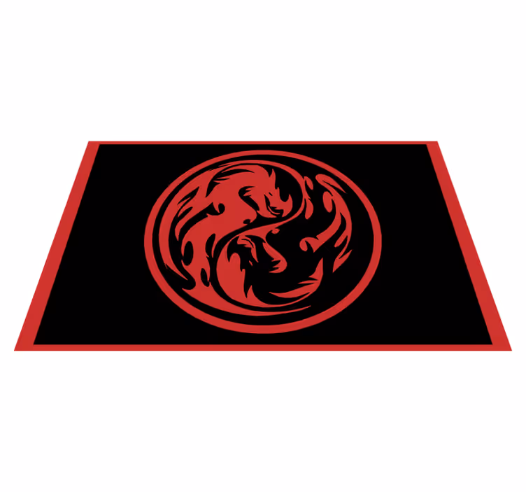 Fekete és piros sárkány yin yang téglalap alakú szőnyeg - TenStickers