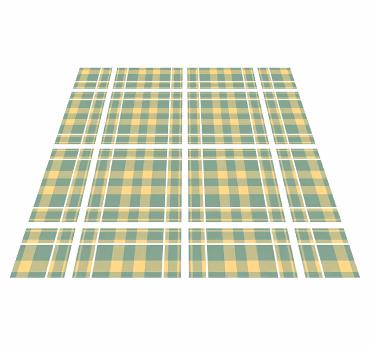 Sárga, zöld fehér gingham mintás hálószobai szőnyeg - TenStickers