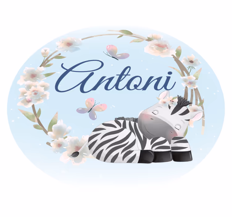 Névvel ellátott bébi zebra vinil szőnyeg óvodák - TenStickers