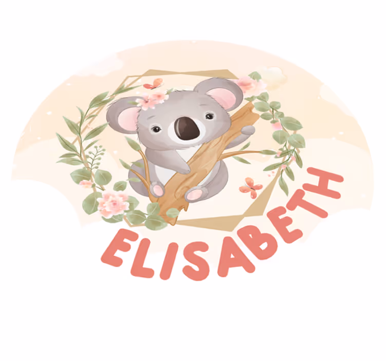 Aranyos állatok koala névvel körkörös szőnyeg - TenStickers
