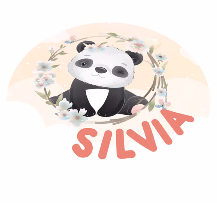 Aranyos panda művészet vinil szőnyeg nevekkel - TenStickers
