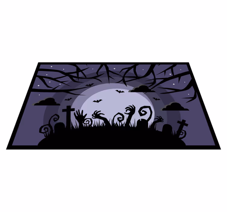 Kísérteties temetői jelenet vinil szőnyeg halloween - TenStickers
