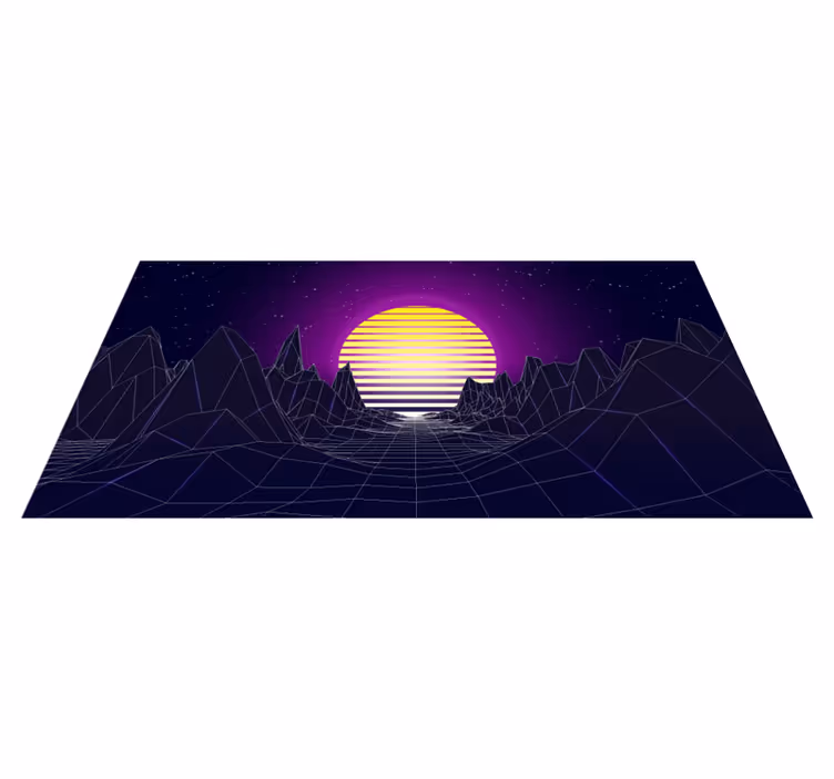 Retro futurisztikus táj vinil szőnyeg modern - TenStickers