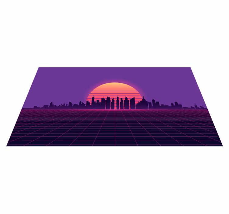 Vaporwave sunset 80-as évek stílusú vintage padlószőnyeg - TenStickers