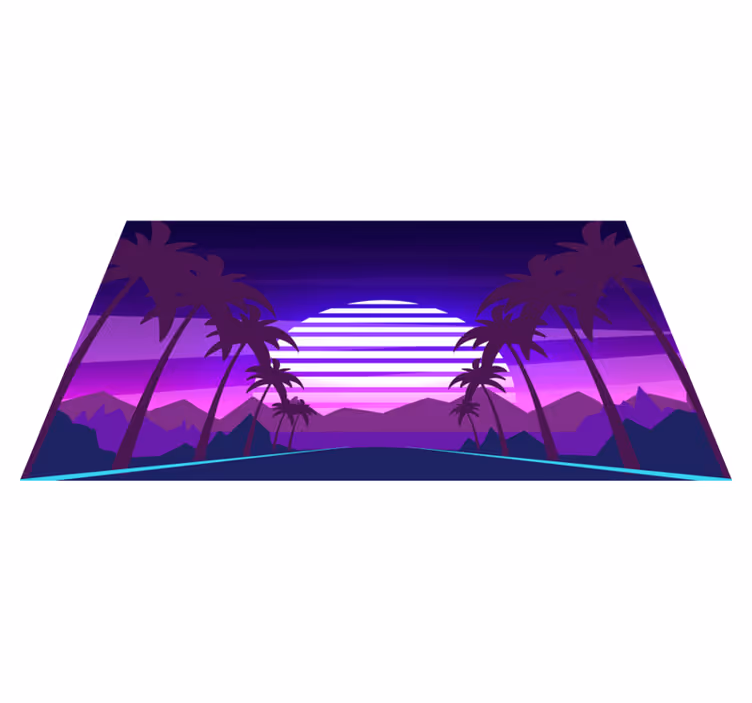 Vaporwave stílusú autópálya fákkal, vintage szőnyeggel - TenStickers