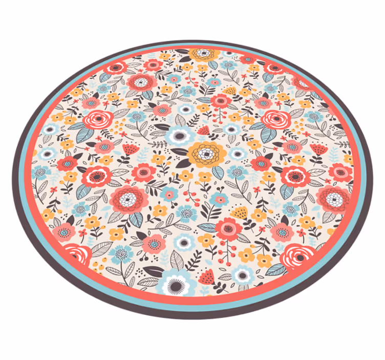 vinil szőnyeg virágok és növények virágos kör alakú design - TenStickers