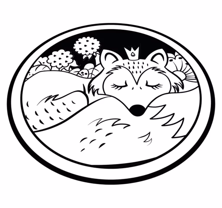 Fekete-fehér róka alvó baba játszószőnyeg - TenStickers